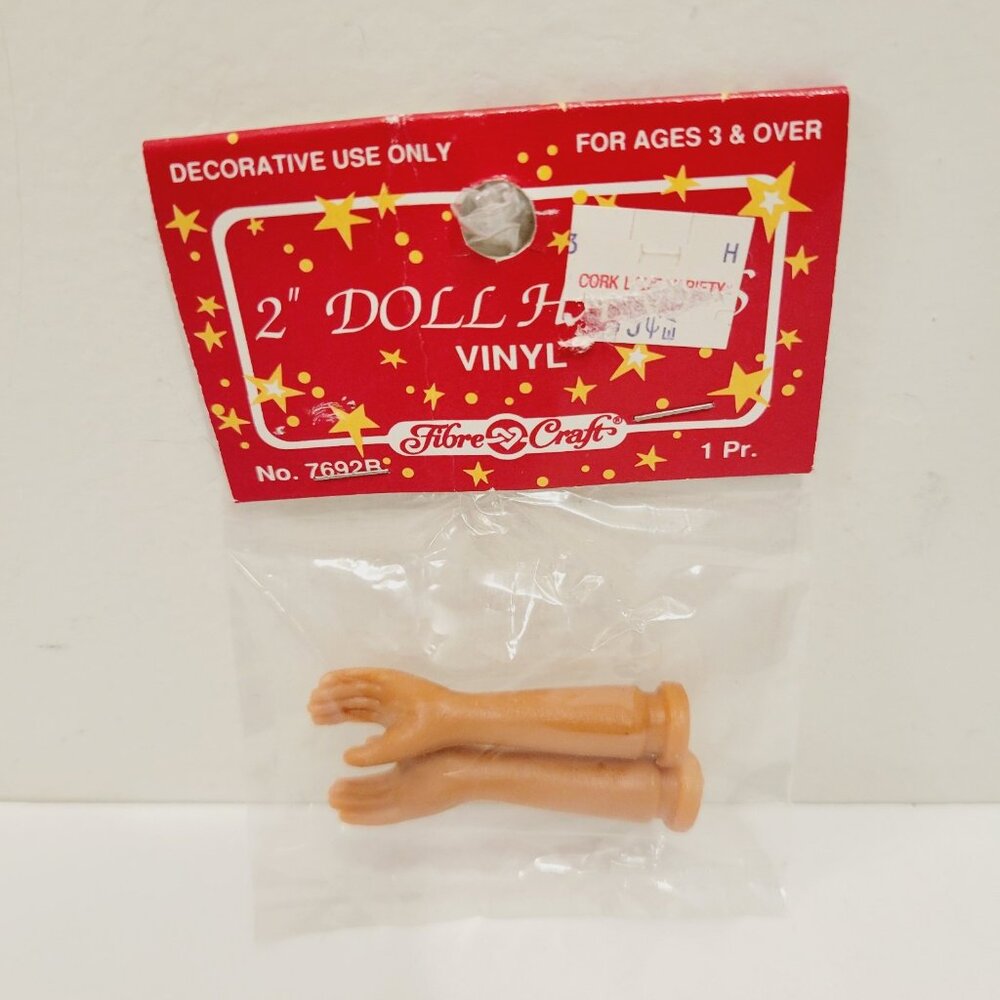 Vtg Fibre Craft #7692B Vinyl Baby Doll Hands 2” Crafts